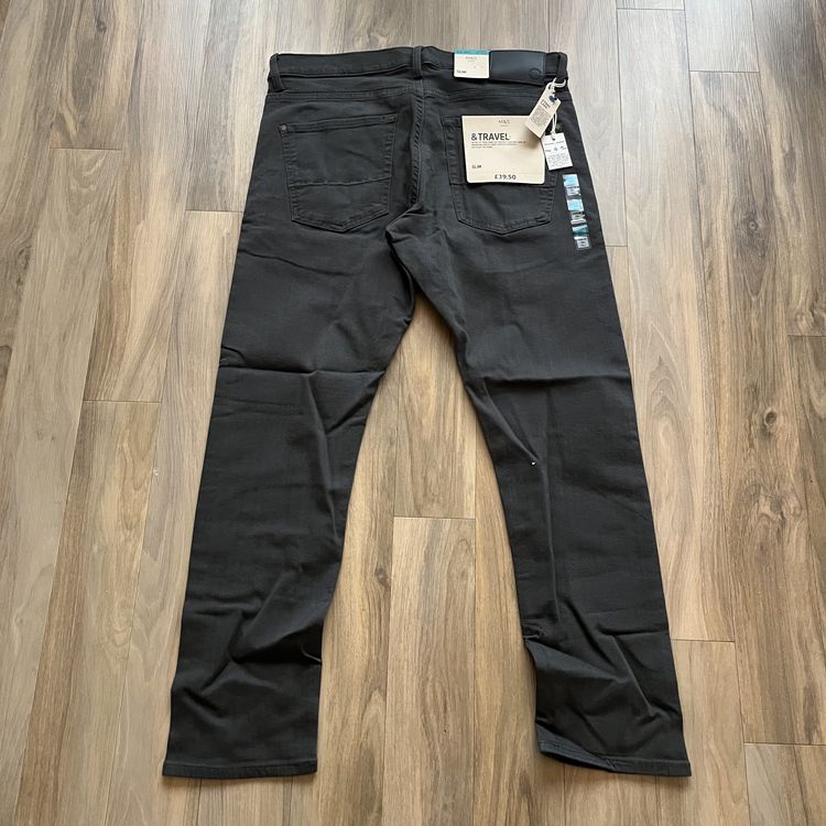 BNWT Marks & Spencer Slim Fitted Denim Jeans Short,  Grey image 2